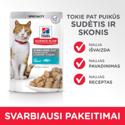 Hill's Science Plan Sterilised Young Cat Trout guliašas su upėtakiu sterilizuotoms katėms