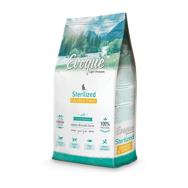 Evoque sausas maistas su vištiena ir kalakutiena sterilizuotoms katėms