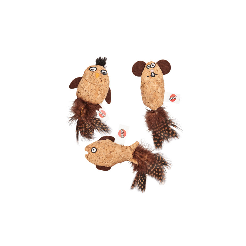 Ethical Products kamštinis žaislas su plunksnomis ir katžole katėms