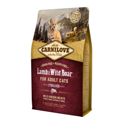 Carni Love Lamb & Wild Boar Adult Cat Sterilised sausas maistas