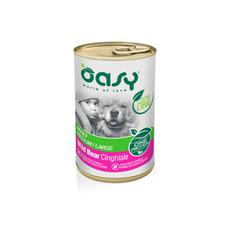 Oasy Adult Medium & Large Wild Boar vieno baltymo konservai su šerniena šunims