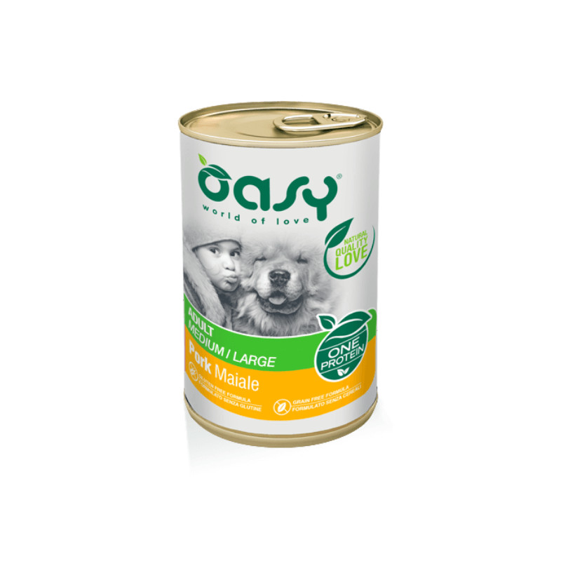 Oasy Adult Pork vieno baltymo konservai su kiauliena suaugusiems šunims