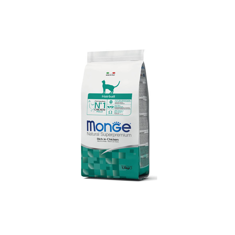 Monge Hairball Rich in Chicken sausas maistas katėms 1,5 kg