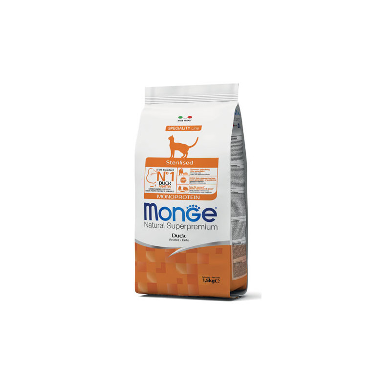 Monge Sterilised Monoprotein Duck sausas maistas katėms