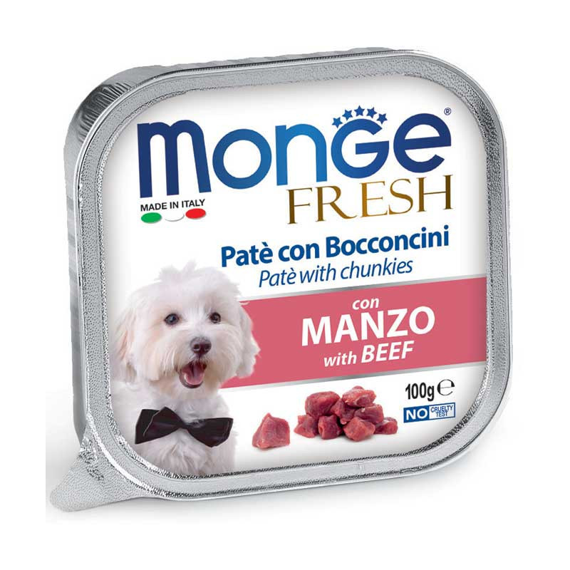 Monge Fresh paštetas su jautienos gabaliukais šunims