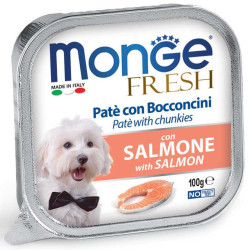 Monge Fresh paštetas su lašišos gabaliukais šunims