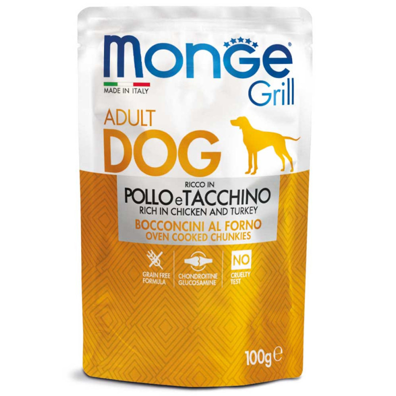 Monge Grill Dog Pouches konservai su vištiena ir kalakutiena šunims