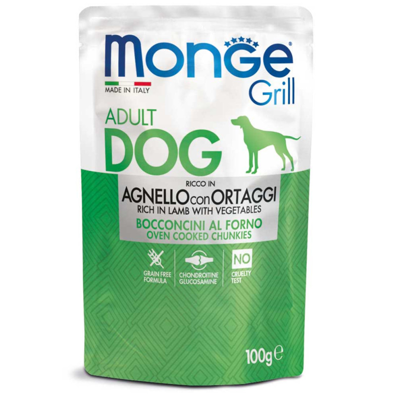 Monge Grill Dog Pouches konservai su ėriena ir daržovėmis šunims