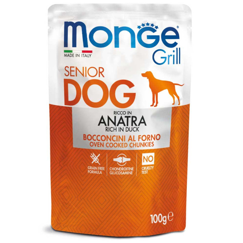 Monge Grill Dog Pouches konservai su antiena vyresnio amžiaus šunims