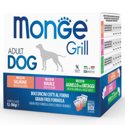 Monge Grill Multipack konservų rinkinys su ėriena, kiauliena ir lašiša šunims