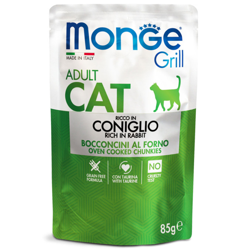 Monge Grill Cat Pouches konservai su triušiena katėms