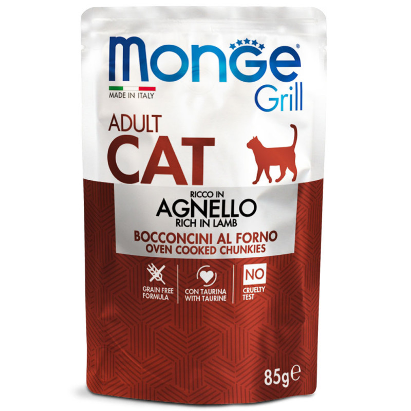 Monge Grill Cat Pouches konservai su ėriena katėms