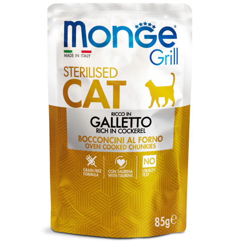 Monge Grill Cat Pouches konservai su gaidiena sterilizuotoms katėms