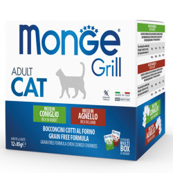 Monge Grill Multipack konservų rinkinys su triušiena ir ėriena katėms