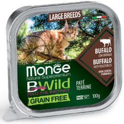 Monge BWild All Large Breeds paštetas su buivoliena ir daržovėmis katėms