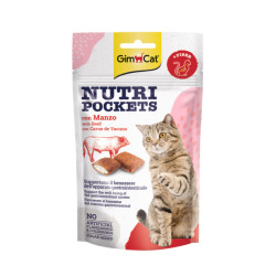 GimCat Nutri Pockets with Beef & Malt skanėstai katėms