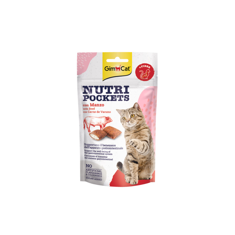 GimCat Nutri Pockets with Beef & Malt skanėstai katėms