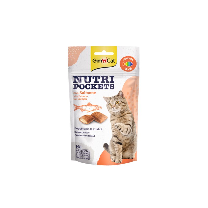 GimCat Nutri Pockets with Salmon and Omega 3&6 skanėstai katėms