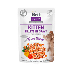 Brit Care Kitten Fillets in Gravy Turkey konservai su kalakutiena kačiukams