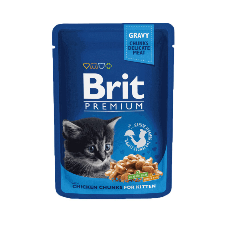 Brit Premium Chicken Chunks Kitten konservai kačiukams