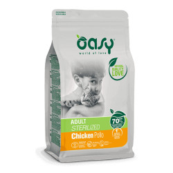 Oasy Adult Cat Sterilized Chicken sausas maistas su vištiena sterilizuotoms katėms