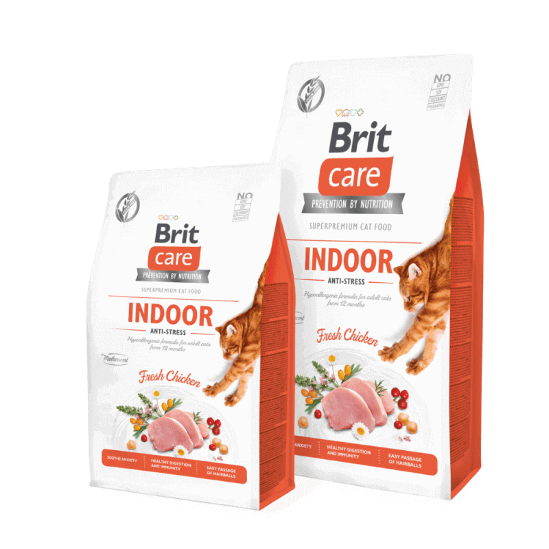 Brit Care Cat Indoor Anti-stress begrūdis sausas maistas katėms