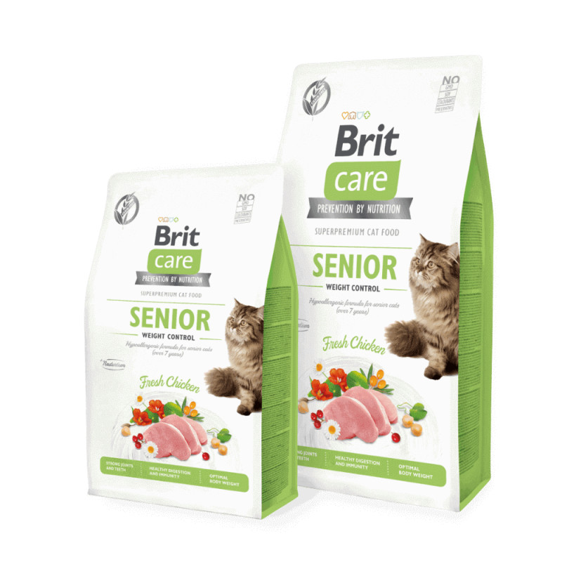 Brit Care Cat Senior Weight Control begrūdis sausas maistas senyvoms katėms