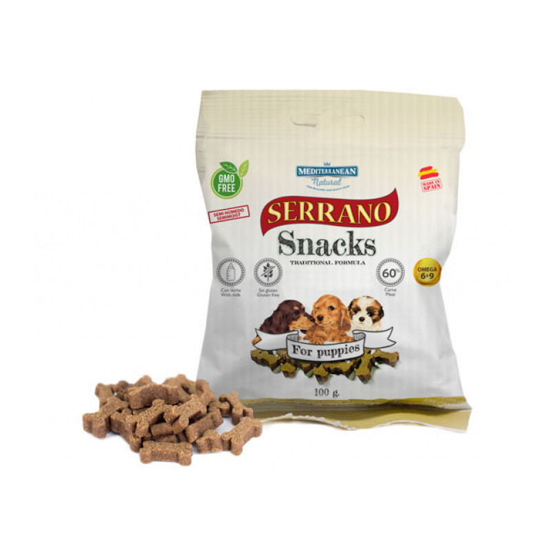 Mediterranean Natural Serrano Snacks pusiau drėgni skanėstai šuniukams