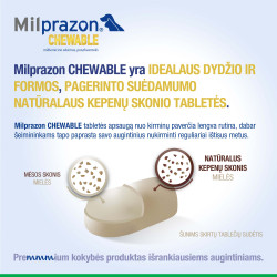 Milprazon Chewable 2,5 mg/25 mg tabletės nuo kirminų mažiems šunims ir šuniukams