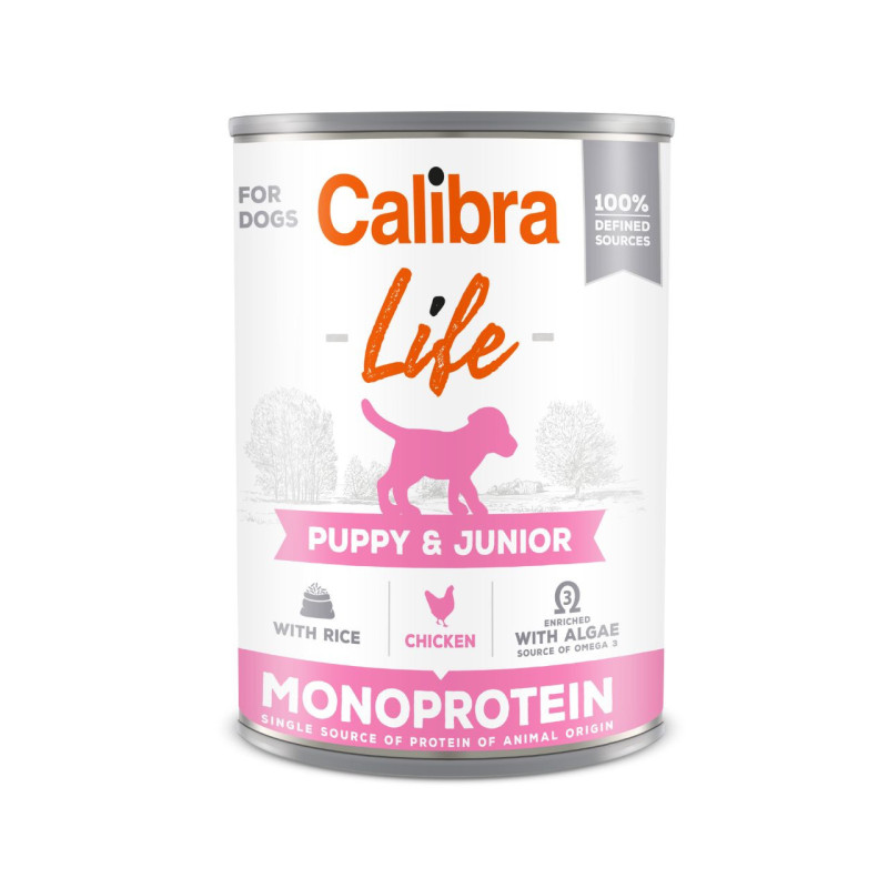 Calibra Life Dog konservai su vištiena ir ryžiais šuniukams