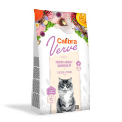Calibra Verve Cat Adult Indoor & Weight begrūdis sausas maistas su vištiena ir kalakutiena katėms