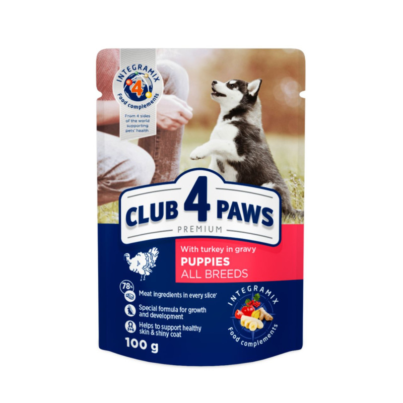 Club 4 Paws Premium konservai su kalakutiena padaže šuniukams