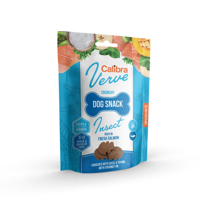 Calibra Verve Dog Crunchy skanėstai su vabzdžių baltymais ir šviežia lašiša šunims