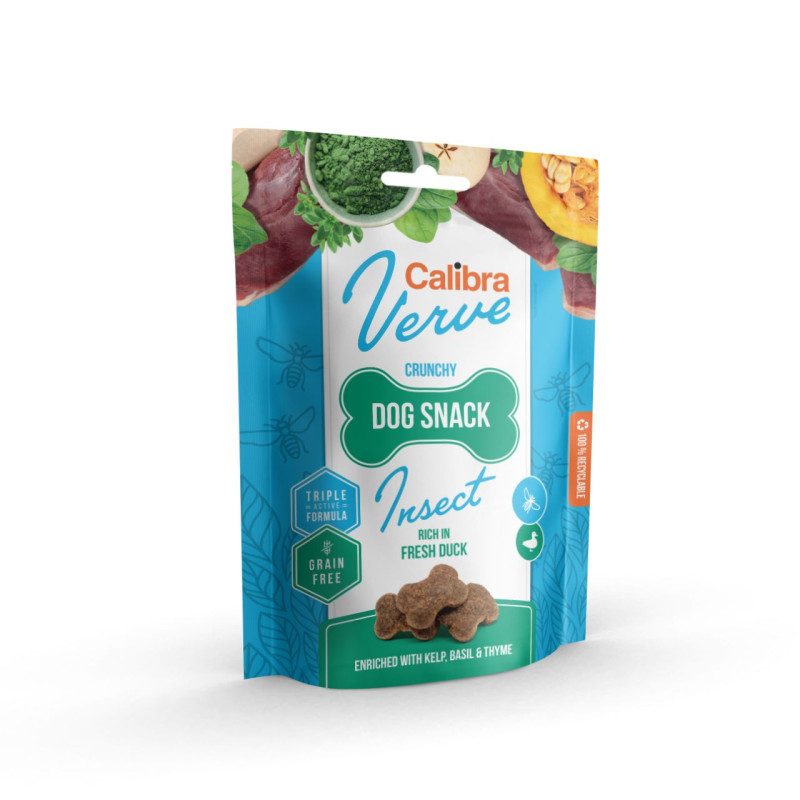 Calibra Verve Dog Crunchy skanėstai su vabzdžių baltymais ir šviežia antiena šunims