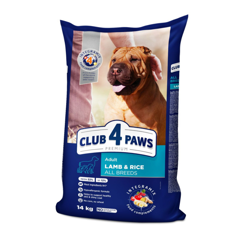 Club 4 Paws Lamb & Rice sausas pašaras su ėriena ir ryžiais šunims