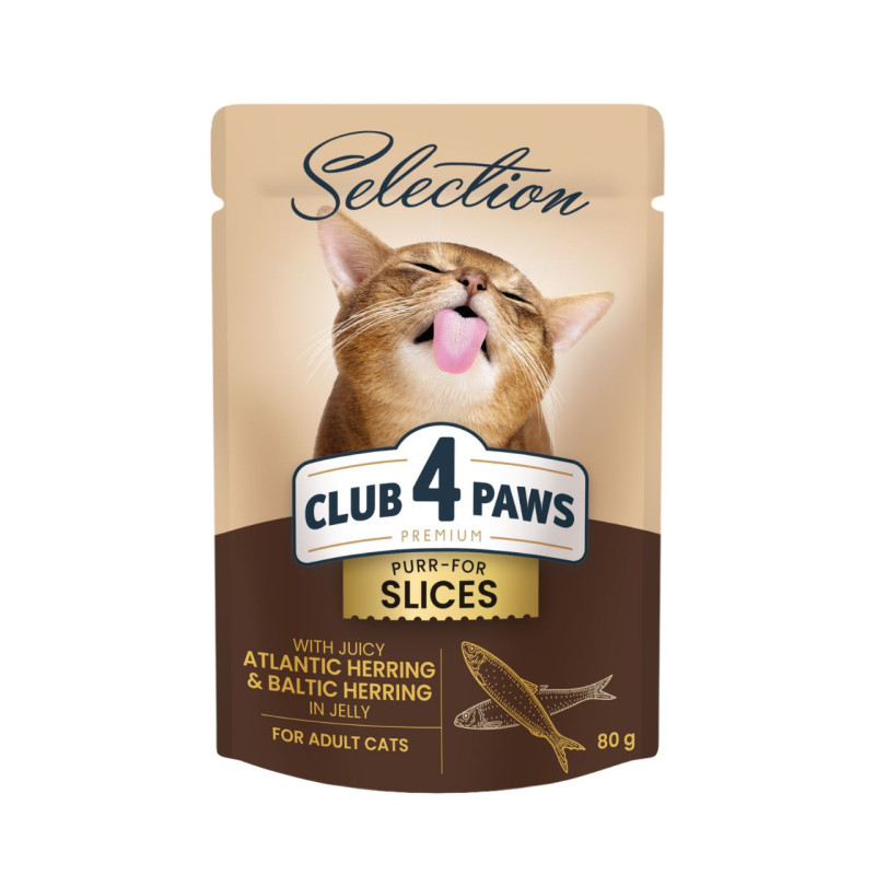 Club 4 Paws Premium Selection konservai su silke ir strimėle drebučiuose suaugusioms katėms