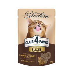 Club 4 Paws Premium Selection konservai su triušiena ir kalakutiena padaže suaugusioms katėms