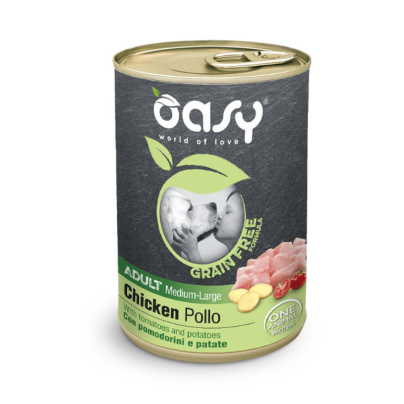 Oasy Grain Free Adult Medium & Large Chicken konservai su vištiena šunims