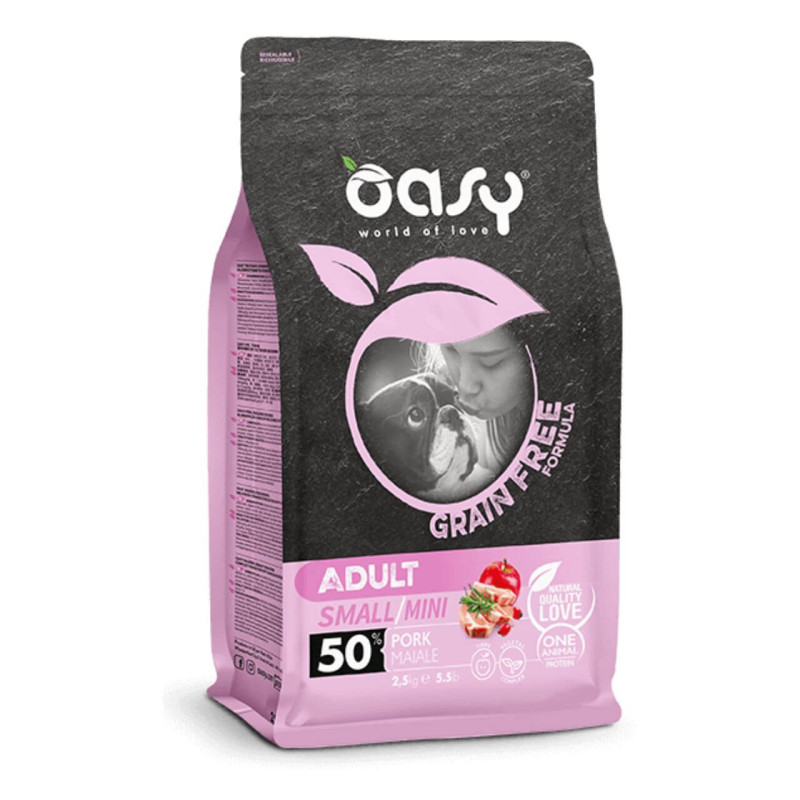 Oasy Grain Free Adult Small & Mini Pork sausas pašaras su kiauliena šunims