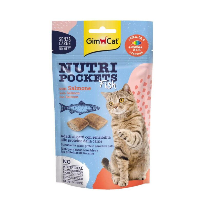 GimCat Nutri Pockets skanėstai su žuvimi ir lašiša katėms