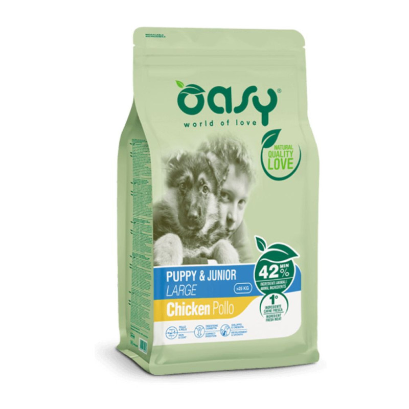 Oasy Puppy & Junior Large sausas pašaras su vištiena šuniukams