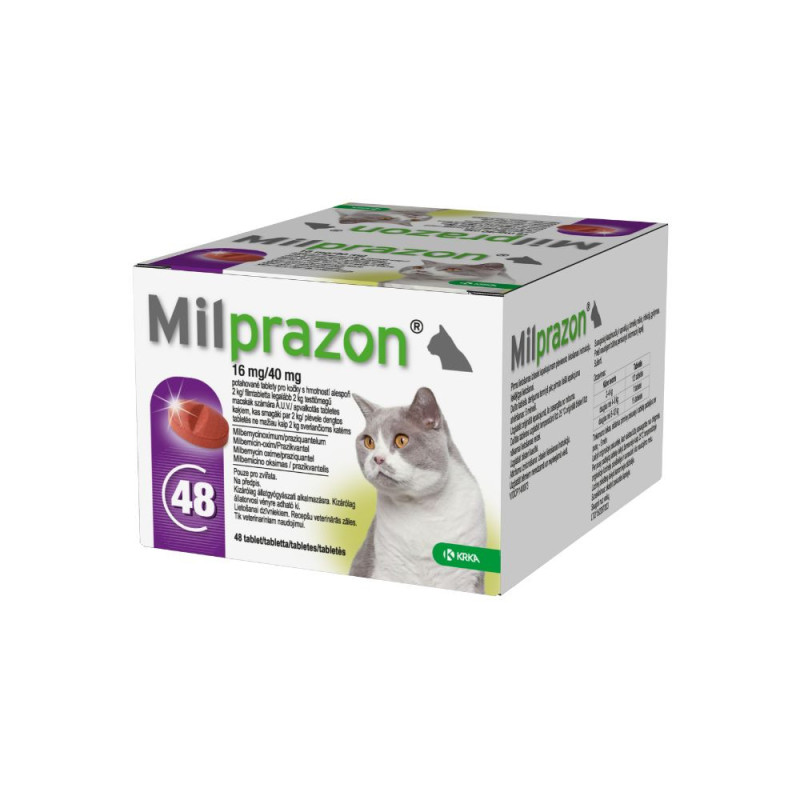 Milprazon 16 mg/40 mg tabletės nuo kirminų ne mažiau kaip 2 kg sveriančioms katėms