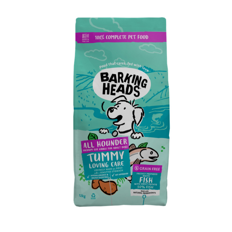 Barking Heads Tummy Lovin Care Fish sausas pašaras su žuvimi šunims - Zoobaze.lt