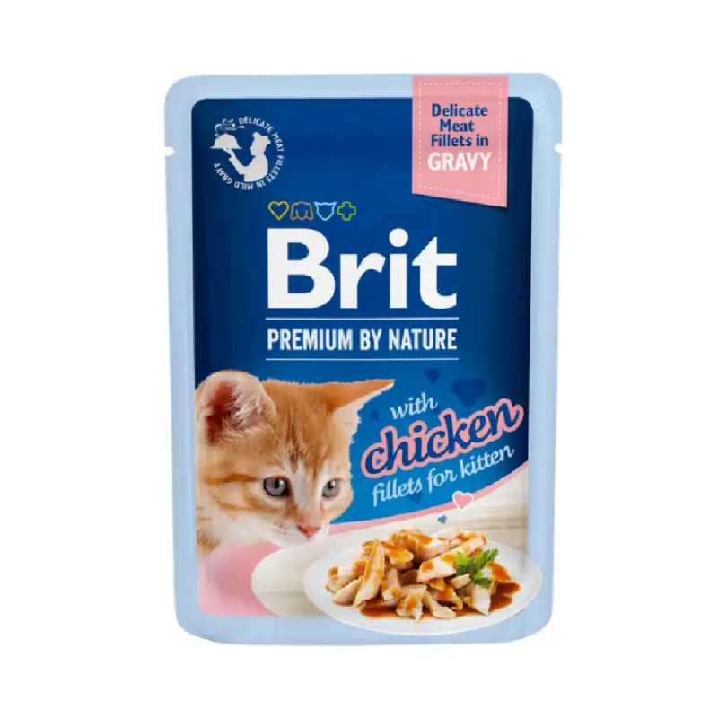 Brit Premium Delicate Chicken for Kitten in Gravy konservai katėms