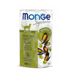 Monge Supreme Adult konservai su tunu, midijomis ir alyvuogėmis katėms