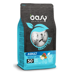 Oasy Grain Free Adult Medium & Large Fish begrūdis sausas pašaras su žuvimi šunims