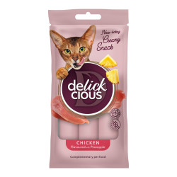 Delickcious Creamy Snack skanėstai su vištiena ir ananasais katėms - Zoobaze.lt