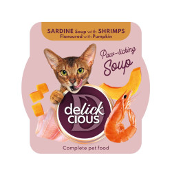 Delickcious Soup sriuba su sardinėmis, krevetėmis ir moliūgais katėms