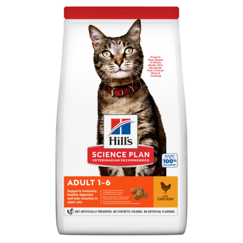 Hill's Science Plan Adult Chicken sausas maistas su vištiena katėms, 10 kg