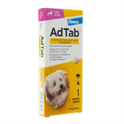 AdTab kramtomosios tabletės nuo erkių ir blusų 2,5-5,5 kg svorio šunims, 112mg